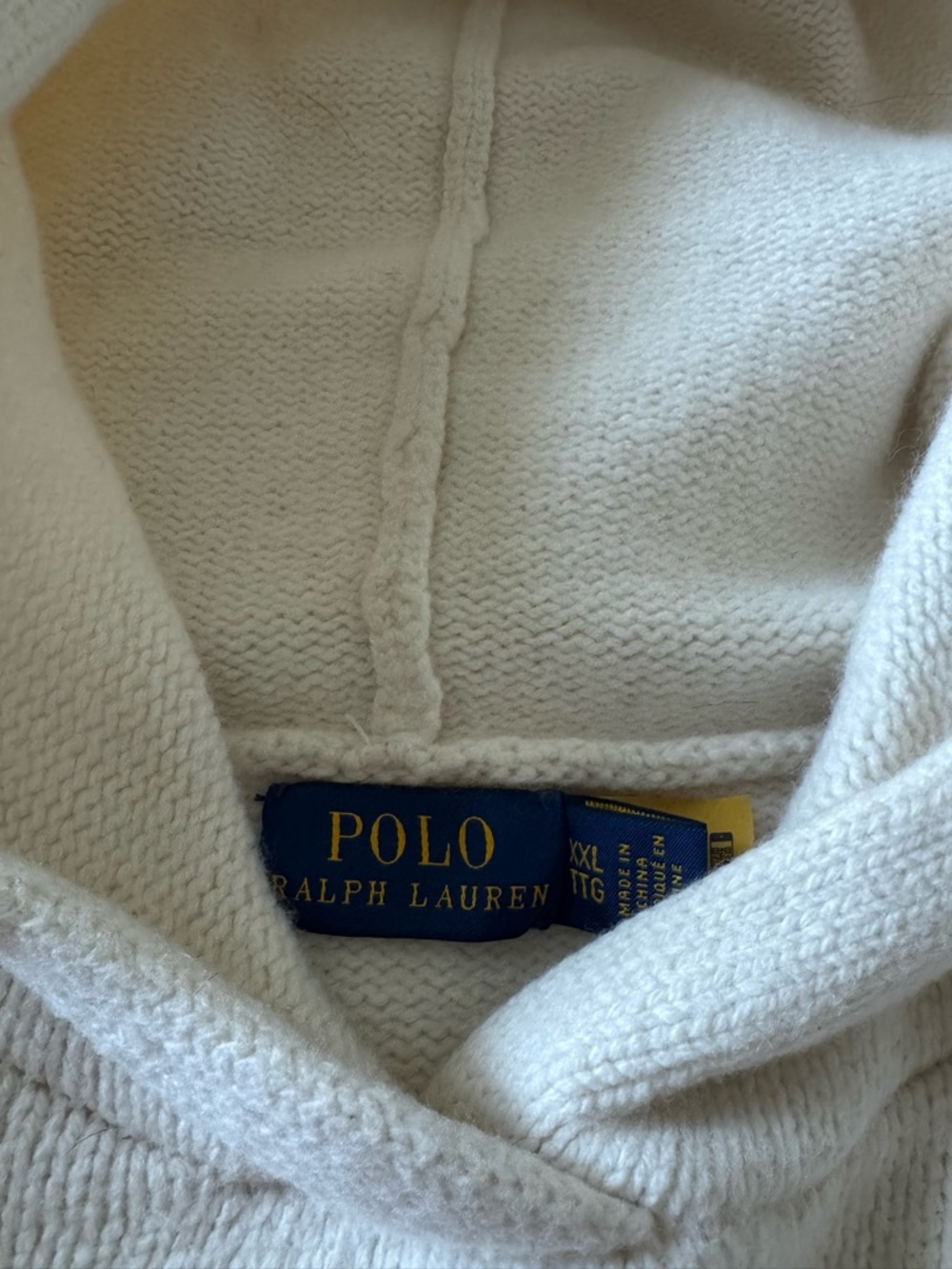 Polo Ralph Lauren Shearling Bear Hoodie Sweater Cream XXL - Picture 4 of 8
